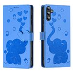 Wuhaizher for Samsung A55 5G Case Elephant Love Heart Shockproof Leather Flip Wallet Phone Case for Kids Girls with Card Holder Stand Magnetic Protect Cover for Samsung Galaxy A55 5G, Blue