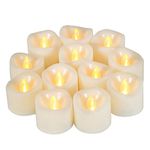 12 PCS LED Flameless Flickering Tea Lights Candle Battery Operated/Electric Flicker Tealights Bulk Small LED Candles for Xmas, Party, Festival, Christmas Decorations etc (Batteries Included)