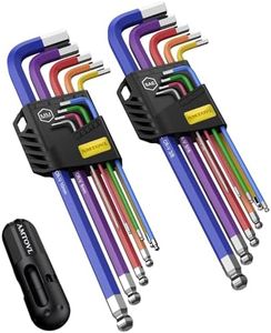 AMTOVL Hex Key Set, Allen Wrench Set, 18PCS Metric and SAE Allen Key Set Extra Long with Ball End T-Handle CRV & S2 Steel 1.5mm-10mm, 1/16-3/8