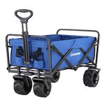 EchoSmile Heavy Duty 350 Lbs Capacity Collapsible Wagon, Outdoor Folding Camping Wagons, Grocery Portable Utility Cart, Adjustable Rolling Carts, All Terrain Sports Wagon with Big Wheels, Beach Wagon