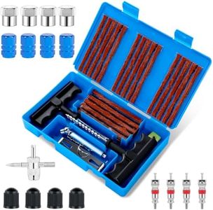 Romon Kit de Réparation de Pneu, 48Pcs Outils de réparation de Pneus Lourds et Ensembles de Réparation de Pneus Portables, pour Voitures, Motos, camions, VTT, Tracteurs, Camping-Cars, SUV