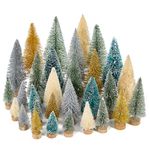 Fuyuleyo 30Pcs Mini Christmas Tree Bottle Brush Trees, Snow Frosted Sisal Trees Miniature Artificial Christmas Trees, Small Tabletop Xmas Trees for Winter Ornaments Christmas Crafts Decorations