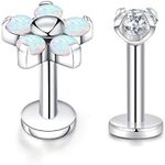 Flower Opal Labrets Studs 16g Titan