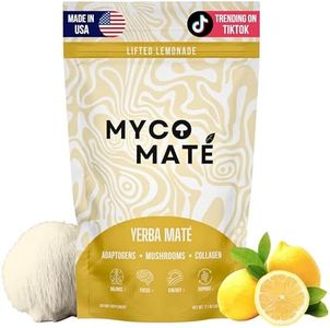 MycoMate Lifted Lemonade Instant Yerba Mate Powder with 4 Functional Mushrooms, Collagen & Adaptogens Clean Energy Drink Mix for Focus, Gut Health & Immunity No Sugar 30 Servings
