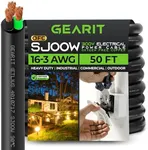 GearIT 16/3 16 AWG Portable Power Cable (50 Feet - 3 Conductor) SJOOW 300V 16 Gauge Electric Wire for Motor Leads, Portable Lights, Battery Chargers, Stage Lights and Machinery -50ft Electrical Cord