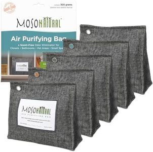 Moso Natural Air Purifying Bag 300g (10.58oz) Premium Bamboo Charcoal Odor Absorber for Home & Pet | Closet Odor Eliminator & Small Room Deodorizer | Charcoal Bags Last 2 Years | Unscented (5 Pack)