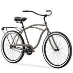 sixthreezero Around The Block Men's Beach Cruiser Bike, Single Speed Hybrid Bicycle with Rear Rack, 26 Inch Wheels, Matte Grey