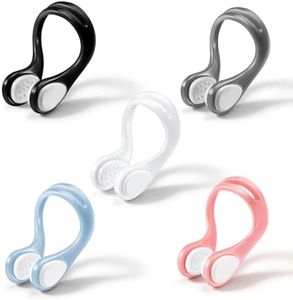 Hoteam 5 Pcs Nylon Swimming Nose Clip Set Unisex Adults Nose Plug Rubber Waterproof Soft Pads Accessories for Competitive Fitness Training Regular Swimmers(Black Grey White Blue Pink)