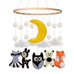 Wooden Soft Felt Baby Cot Mobile | Hanging Nursery Decoration for Crib Newborn | Nursery Decor | Woodland Forest Animals