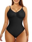 AURUZA Bodysuits for Women, Women's Shaping Bodysuits, Shapewear Body suit for Women, V Neck Sleeveless Workout Tops for Women Clothing (Black XL)