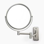 JERDON 8-Inch Two-Sided Swivel Wall Mount Mirror - Makeup Mirror with 8X Magnification & 13.5 inch Wall Extension - Nickel Finish - Model JP7808N