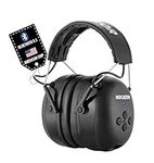 Hocazor HZ07 Bluetooth 5.3 Hearing Protection - NRR 25dB Noise Cancelling Earmuffs with 1500mAh Rechargeable Battery for Workshops, Black