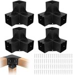 Pergola Brackets Kit for 6"x 6" (Actual 5.6" X 5.6") Lumber, 4Pcs 3-Way Heavy Duty Steel Corner Bracket Woodworks Kit for Gazebo, Patio Pergolas