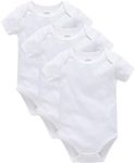 kavkas Baby Boy Bodysuit Cotton Short Sleeve Baby One Piece Undershirt Solid Baby Clothes 3 Pack(White, 0-3 Months)