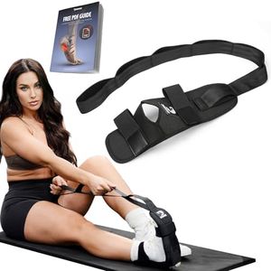 DMoose Fitness Foot & Calf Stretcher 2.0 - Adjustable Premium Padded Stretching Strap for Plantar Fasciitis, Hamstring, Heel Spurs & Achilles Tendonitis Relief - Yoga Leg Stretch Strap for Flexibility