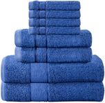 PRIME COLLECTIONS Ultra Soft Luxury Bamboo Cotton Bathroom Towels Set 8 Piece Towels for Bathroom 600 GSM 2 Bath Towels 2 Hand Towels & 4 Washcloths (Navy, 8)