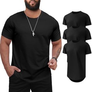 Mancozy Men's 3 Pack Big and Tall T-Shirts Casual Stretch Short-Sleeve Shirts for Men 6X-Large Black/Black/Black