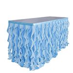 Adeeing 6ft Mixed Blue Tulle Table Skirt Tutu Ruffle Table Skirting Curly Willow Table Skirt for Rectangle or Round Table Baby Shower Birthday Wedding Party Banquet Decoration (L 72in, H 30in)