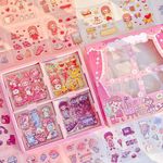 FunBlast Pvc Baby Theme Kawaii Stickers -100 Sheets Cute Washi Stickers For Project, Japanese Style Girls Sticker Set, Stationery Item For Kids, Journals, Scrapbooking, Diy Arts And Crafts, Removable