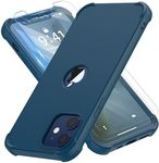 Designed for iPhone 12 Mini Case Compatible with iPhone 12 Mini Case with [2 x Tempered Glass Screen Protector] 360°Full Body Protection Hard PC TPU Slim Case for iPhone 12 Mini Case 5.4" - Blue