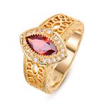 Narica Women's Gorgeous Marquise Cut Yellow Gold Plated Created Garnet Rings CZ Cubic Zirconia Filled for Mom Girls, 7#