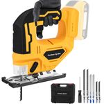 Jig Saw Compatible with Dewalt 20V Max Battery, Cordless Jigsaw Tool Brushless Motor, Up to 2900 RPM, 45 Degree Beveled Cuts, LED Light for 4 Curve Cuttings, Plastic Box (No Battery)