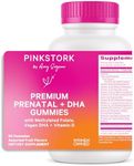 Pink Stork Premium Prenatal Gummy Vitamins with DHA, Folate, and Vitamin D - Multivitamin and Nutrient Blend for Neural Tube and Fetal Brain Development - Pregnancy Must Haves - 60 Vegan Gummies