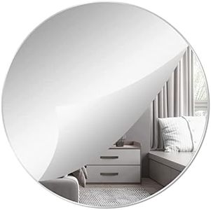 DARENYI 12'' Round Wall Mirror Self Adhesive Non Glass Mirror Large Acrylic Mirror Disc High Clear Wall Mirror Circle Mirror Sticker Decorative Mirror for Bathroom, Bedroom, Door etc