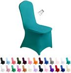 SUPERO Waterproof Spandex Chair Cover 12PCS, Stretch Dining Chair Covers, Polyester Outdoor Chair Covers, Protector Stretch Chair Cover for Party Universal, Banquet, Wedding Event, Hotel(Turquoise)