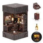 Book Nook Kit for Adults, DIY Miniature Dollhouse Booknook Kit with Led Light, 3D Wooden Bookshelf Puzzle Booknook Insert Decor Crafts for Adults Teen Gifts (Holmes Detective Agency)