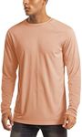 MAGCOMSEN Long Sleeve Shirts for Men Sun Protection UPF50 Athletic T-Shirt Fishing Shirts for Men Summer Apricot,3XL
