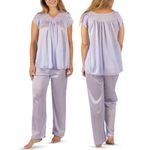 Shadowline Women's Plus-Size Silhouette Short Cap Sleeve Pajama Set, Peri Frost, 1X