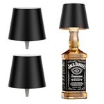 Coinmit Wireless Bottle Lamps, 2Pack Battery Portable Bottle Lamps, IP54 Waterproof 3000K Cordless Led Wine Bottle Light for Bars Outdoor Dining Bedroom Warm Light Black