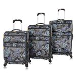 Lucas Printed Softside 3 Piece Lightweight Expandable Luggage with Spinner Wheels (One Size, Diva)