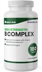 High Strength Vitamin B Complex, 180 Tablets, with Methylcobalamin 100mcg and Folic Acid as Folate 200mcg, Suitable for Vegetarians & Vegans