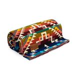 Qisu Wool Blanket | Large, Beautiful, Warm | 94 x 78 inches | Durable, Hypoallergenic and Breathable | Non-Itchy or Scratchy Fabric | (Rainbow Starburst)