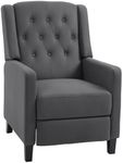 HOMCOM Wingback Push Back Recliner Armchair, Microfibre Cloth Reclining Chair with Leg Rest, Button Tufted, for Home Living Room Theater, Charcoal Grey