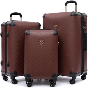 universal trotter 3 Piece Vintage Luxury Artificial Leather Luggage Set, Lightweight Retro Suitcase with Double Spinner Wheels, TSA Lock, Large Capacity for Travel (Brown, 20/24/28 Inch)
