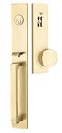 Emtek Contemporary Tubular Entry Set: Lausanne Style with Round KNOB on The Interior Side. 2 Backset Sizes Included 2-3/8 in. and 2-3/4 in. Color: Satin Brass, Model: 4819-US4