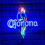 Glass Parrot Neon Signs Beer Bar Club Bedroom Glass Neon Lights Sign for Office Hotel Pub Cafe Wedding Birthday Party Man Cave Neon Light Handmade Art Wall Decoration Night Light(15x15inches)