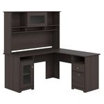 Bush Furniture Cabot L Shaped Desk with Hutch | Corner Desk with Storage for Home Office in Heather Gray | 60W L Shaped Computer Desk