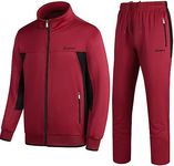 PUMPITU Men's Casual Athletic Tracksuit Long Sleeve Sweatsuit Set Full Zip Running Jacket and Pants 2 Piece Outfits, Red, XX-Large