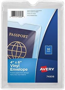 Avery 74806 Top-Load Clear Vinyl Envelopes w/Thumb Notch, 4 x 6, Clear (Pack of 10)