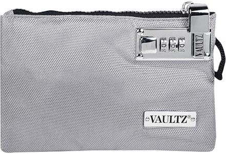 Vaultz Money Bag with Lock - 7 x 10 Inches, Men & Women's Locking Accessories Pouch for Cash, Bank Deposits, Wallet, Medicine, Phone and Credit Cards - Gray