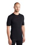 Icebreaker Men's Everyday Short Sleeve Crewe Top - Gym Top - 100% Merino Wool Base Layer - Black, M