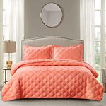 Serenta Charleston Down Alternative Quilted Bed Spread, Coral, Twin 80" x 106"