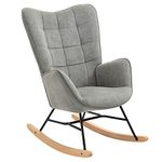 MEUBLE COSY Rocking Chair for Nursery Relaxing Nursing Armchair with High Backrest for Adults Mum Feeding Reading Glider Fabric with Metal Legs Wood Base, Living Rooms, Bedrooms, Balcony, Grey