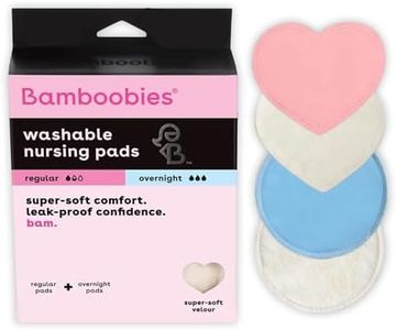 Bamboobies Ultra-Soft Velour Nursing Pads – Reusable, Washable & Leak-Proof – 2 Ultra-Thin and 2 Overnight Pads for Breastfeeding