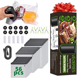 Handheld Food Vacuum Sealer Machine with Reusable Vacuum Food Bags - Sous Vide Bags - Save Sealer 56 Items for Slow Cooker Liner