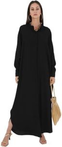 FYMNSI Abayas for Women Muslim Dress Modest Maxi Robe Abaya Kaftan Dresses Eid Prayer Clothes Arabian Islamic Dubai Outfit, Black, One size
